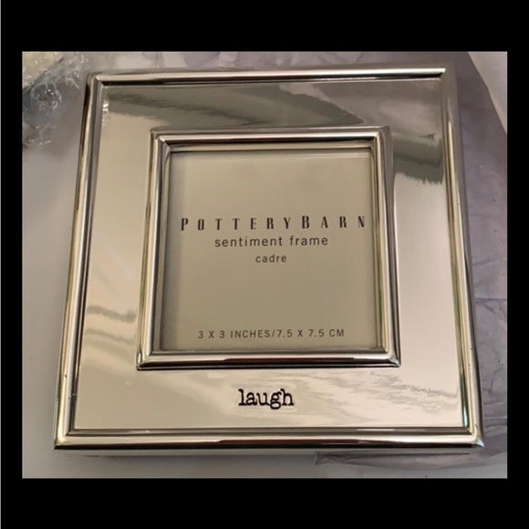 Pottery Barn Silver Plated Cadre Sentiment Frame~ LAUGH~ 3x3 Photo-NWOB - Picture 1 of 5